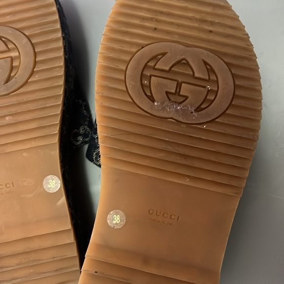 Authentic Gucci GG Logo Denim Slides - Picture 4 of 12